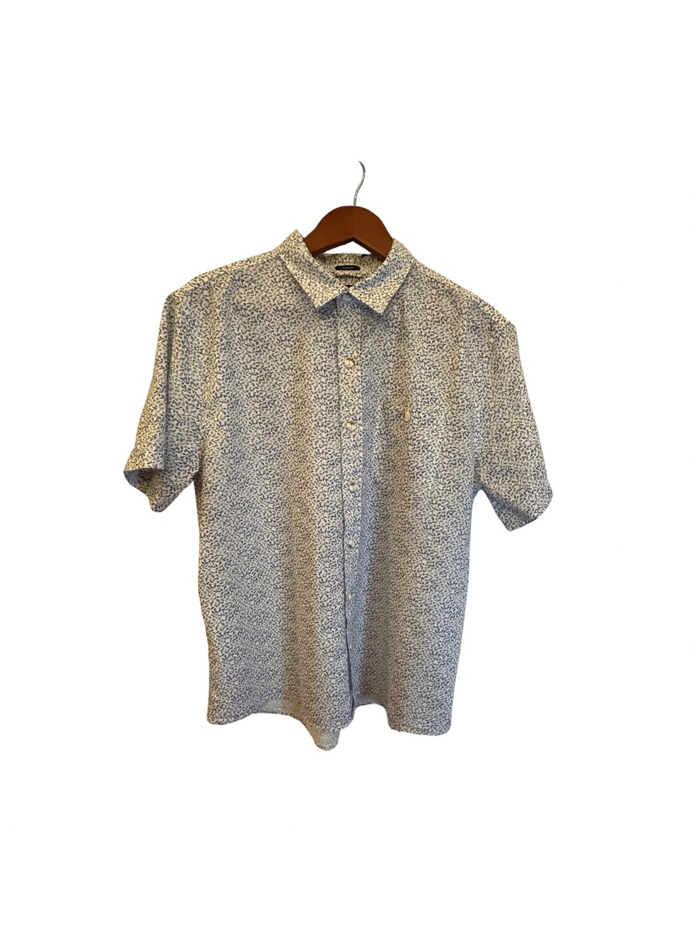 EvenTide Men's Linen/Cotton Short-Sleeve Button-Down Shirt - Navy/White Size L